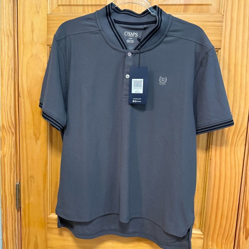 Chaps Gray Polo Shirt Classic Design golf size L